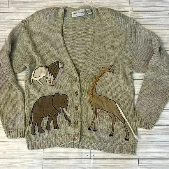 Sharon Young Sweaters - Vintage Sharon Young Jungle  Cardigan